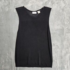 Jacobson's Black Tank Top Lg Mesh Semi Sheer stretch rayon nylon